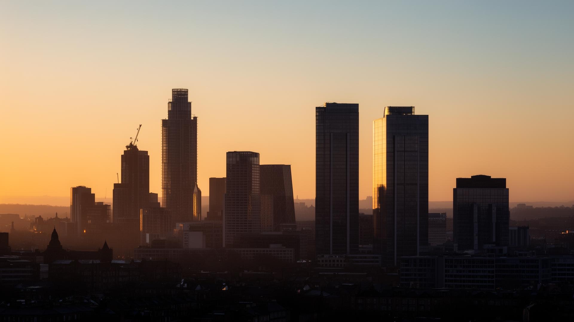 Manchester skyline at dusk